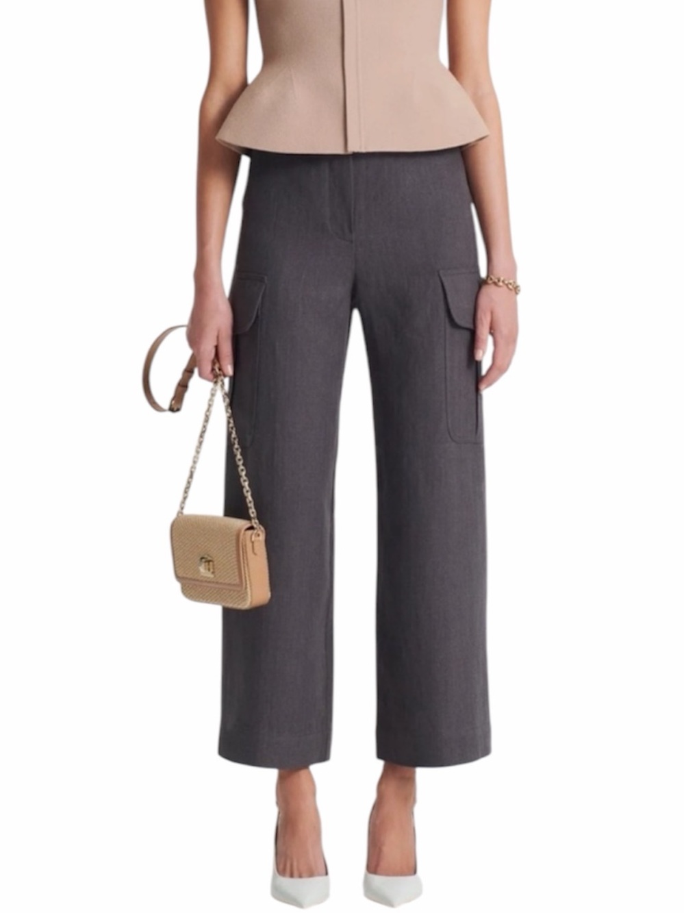 NWT Scanlan Theodore Linen Cropped Cargo Pants $550 MSRP